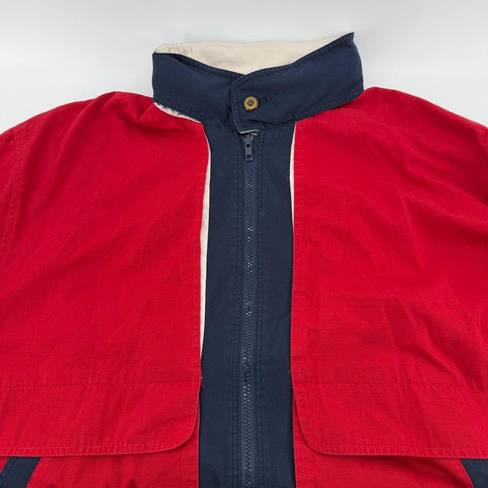 London Fog Jacket Men L Red Colorblock Cotton‎ Blend Full Zip Windbreaker